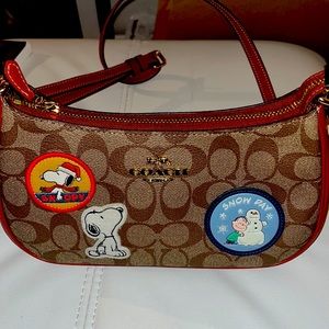 Coach canvas X Charlie Brown collaboration cross body purse